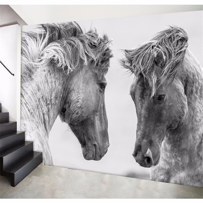 3d фотообои для гостиной с изображением лошади большого размера ТВ дивана спальни