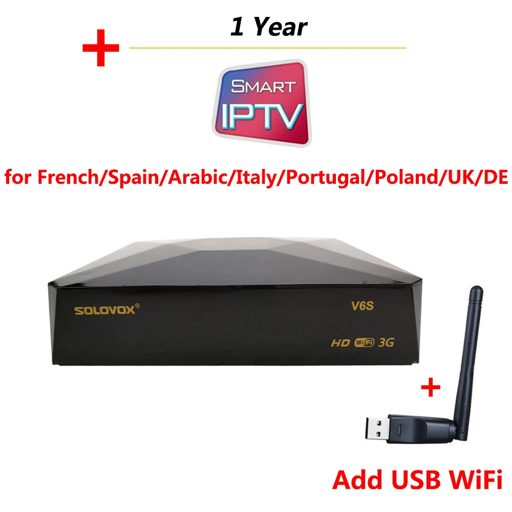 V6S Мини цифровой DVB-S2 спутниковый ресивер Поддержка M3U колесо CCCAM tv Xtream Stalker Powervu авто-ролл ТВ Тернер рецептор S-V6 - Цвет: add 1year IPTV wifi