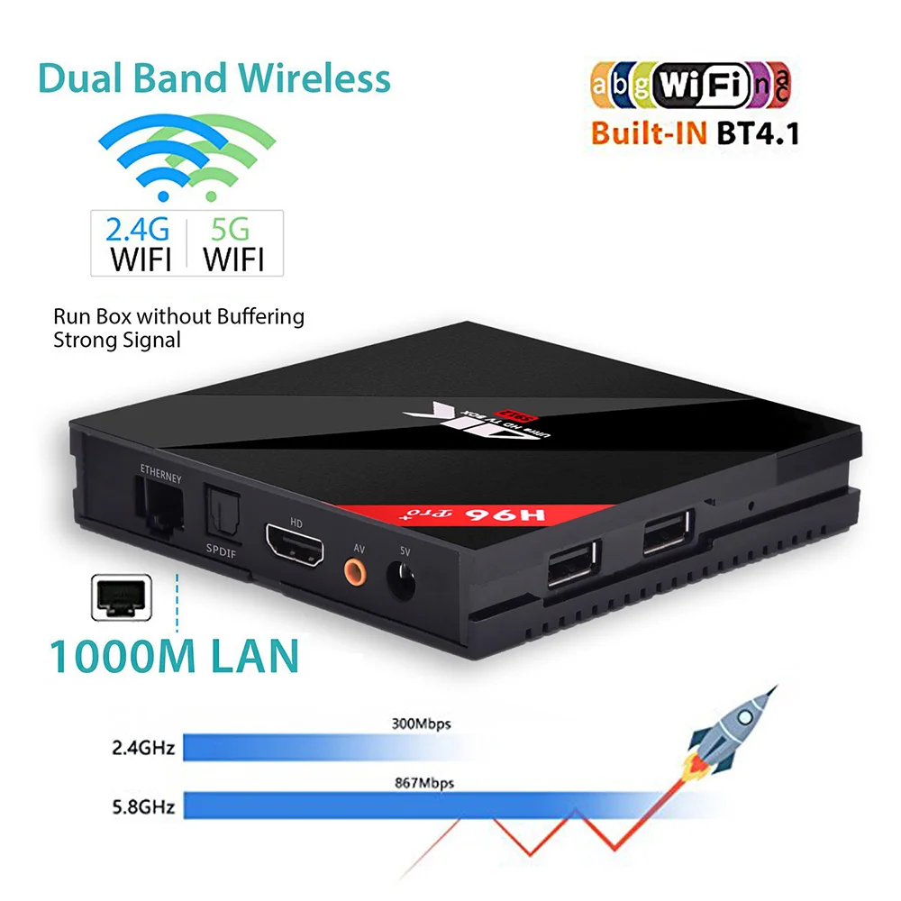 H96 PRO + Android 7 1 tv box Amlogic S912 3 ГБ DDR3 16/32 Rom 2 4g/5G WiFi Bluetooth H.265 4 K smart pk M8s Pro|ТВ-приставки и