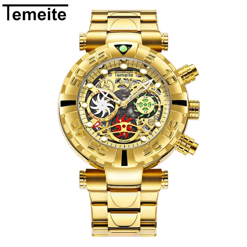 Temeite 5 Relogio Temeite бизнес часы мужские роскошные модные креативные кварцевые часы водонепроницаемые наручные часы Спортивные Хронограф masculino - Цвет: Temeite 5