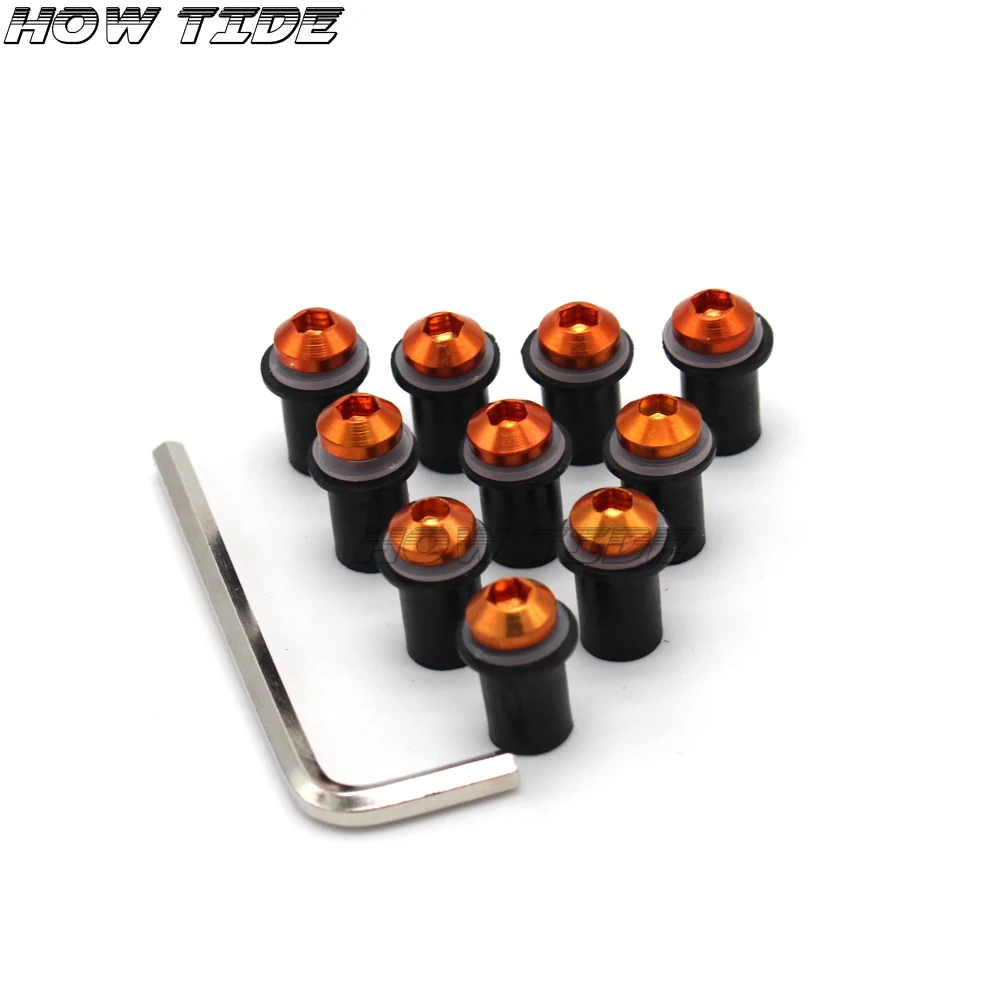 Болты для лобового стекла мотоцикла 10 шт. 5 мм комплект крепежных болтов с