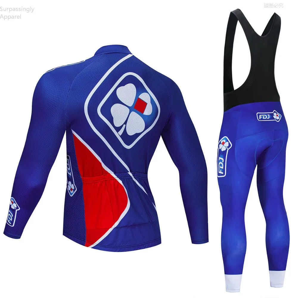 Осень 2019 синий FDJ велосипедная одежда велосипед брюки комплект Ropa Ciclismo мужчины