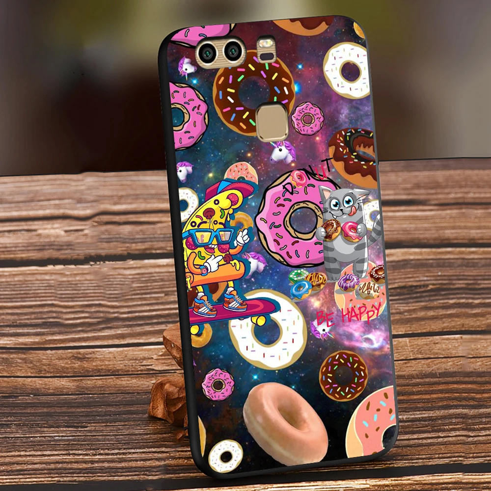 Симпатичные Модные пончики мороженое пиццы Doraemon ТПУ Телефон чехол для Huawei p8 p9 p10