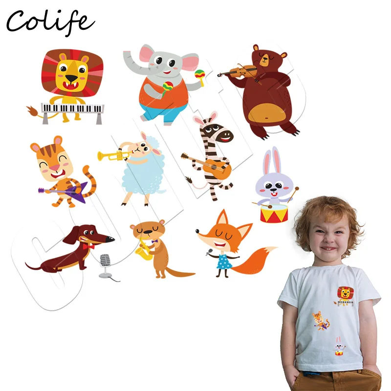 Симпатичные нашивки на футболках для детей с животными теплопередающие