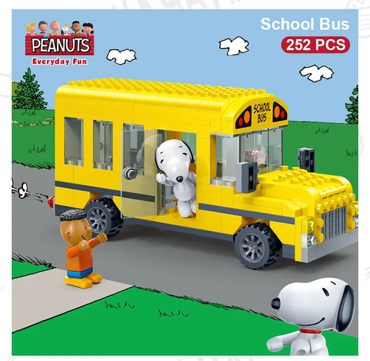 BanBao 7506 Горячие IP Snoopy арахис DIY школьные автобусы автомобили пластиковые строительные блоки Обучающие модели DIY Кирпичи совместимы со всеми марками