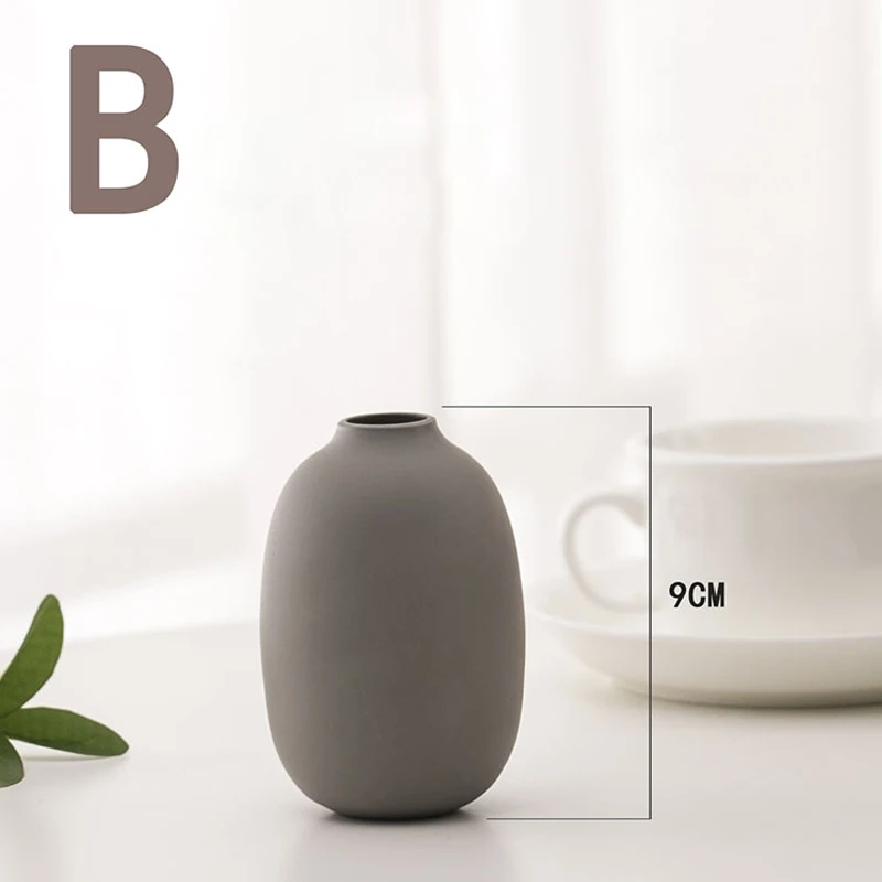 B Gray 9cm Европейская керамическая ваза, серые мини вазы, креативная ручная работа, матовый песок, Маленькая ваза, ремесла, модные украшения дома, аксессуары - Цвет: B Gray 9cm