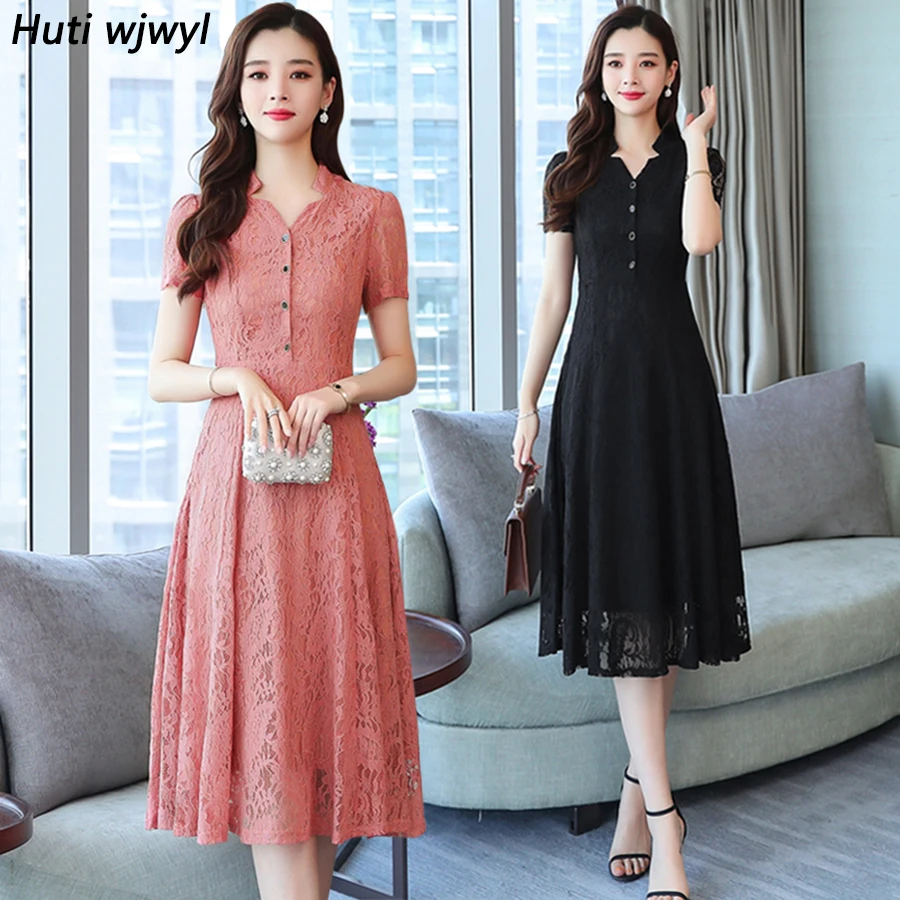 2021 летние 3XL размера плюс винтажный стиль шнуровка платья средней длины для