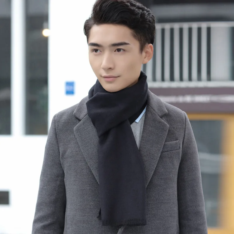 Europe and the United States autumn winter fashion imitation cashmere men's solid color scarf 2018 new shelves | Аксессуары для
