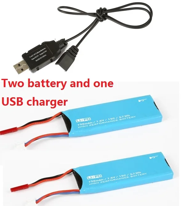 

Original Hubsan H216A X4 RC Quadcopter 2PCS 7.6V 750mAh 15C Battery+ USB Charger H216A-04 Spare Parts Accessories