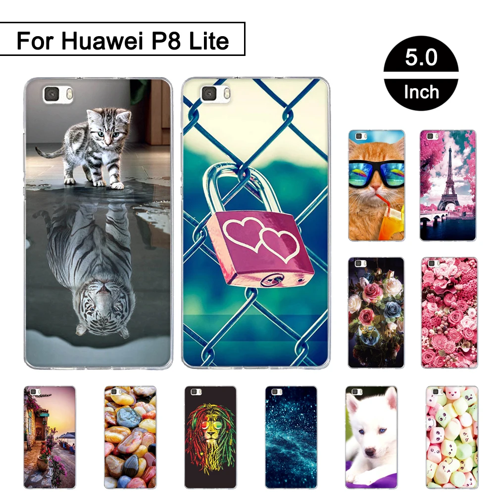 Чехол для Huawei P8 LITE 5 0 дюйма задняя Мягкая силиконовая крышка ALE L21 чехлы телефонов