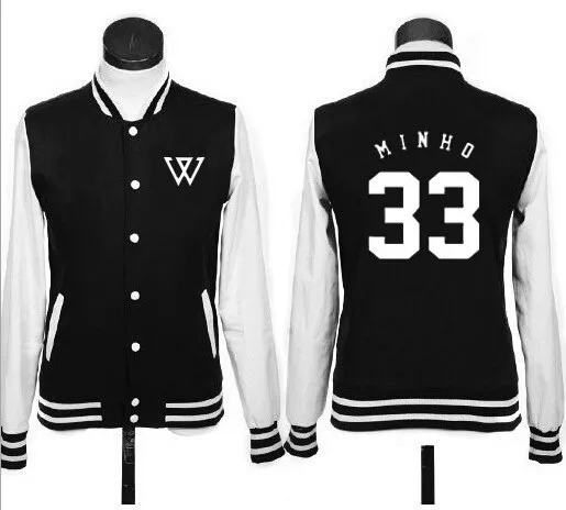 2018 New kpop WINNER exo same paragraph Korean baseball uniform fleece jacket coat lovers k-pop Hoodies k pop Sweatshirts men | Женская