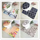 3 шт.компл. Набор ковриков для ванной фланелевый Противоскользящий кухонный коврик для ванной туалет коврик моющийся Tapete Banheiro