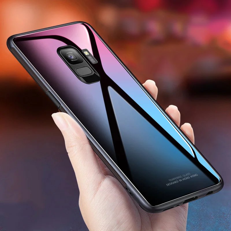 For Samsung Galaxy S9 Plus case Tempered Glass back cover hard ultra thin protective shell for Yagoo |