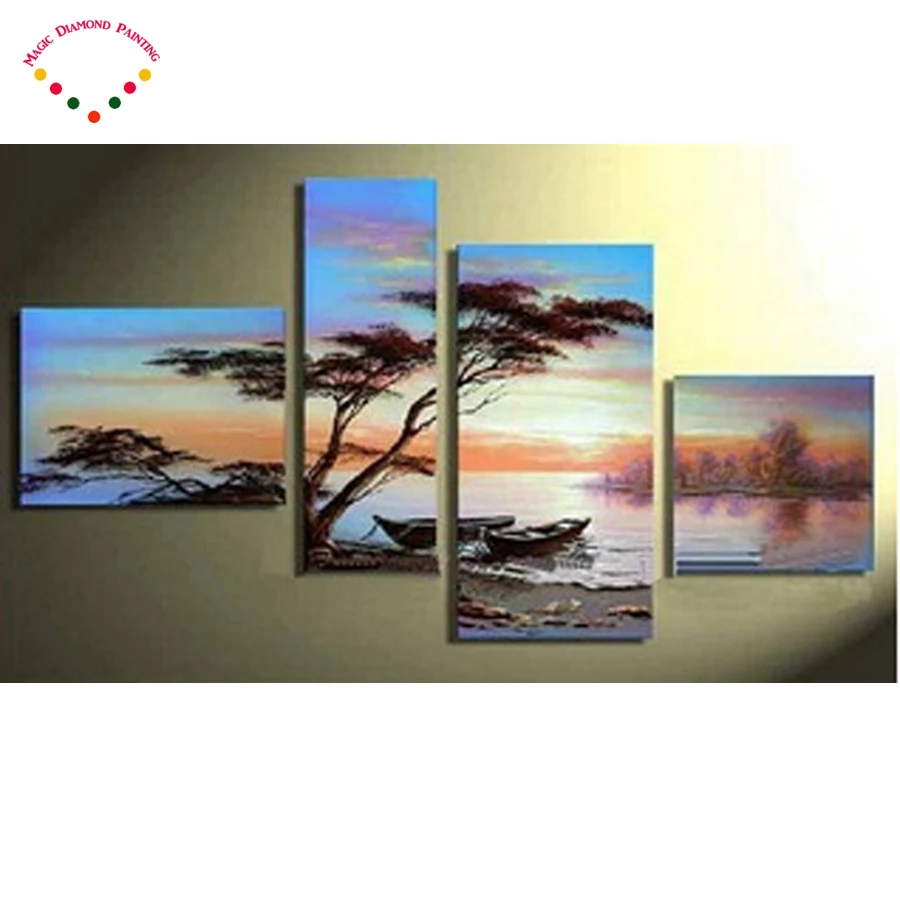 

diy 4pcs landscape,natural scenery,Diamond Embroidery,5d Diy Diamond Painting, Handicraft cross stitch crafts wedding decoration