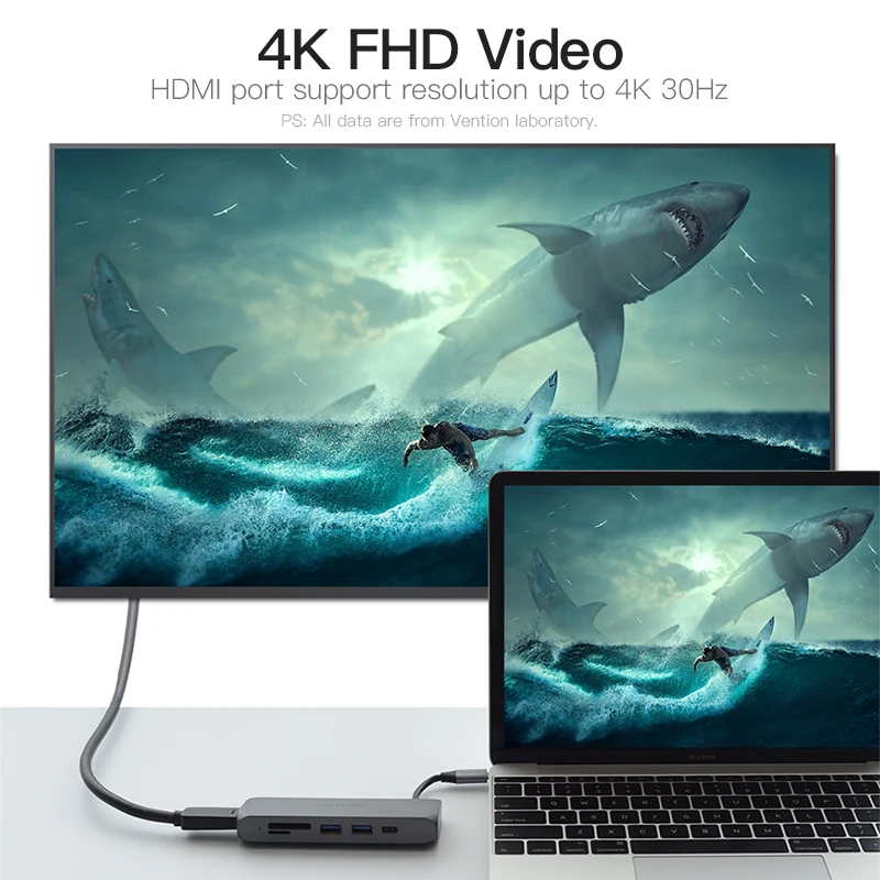 Vention USB C к HDMI концентратора Тип 3 0 4 K Thunderbolt адаптер для Macbook samsung Galaxy S9 huawei P20 Pro HUB |