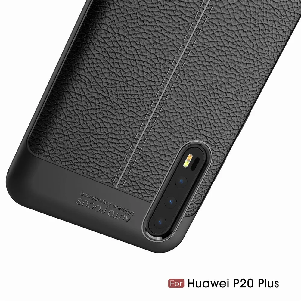 For Huawei P20 Plus Lite Hybrid Soft Matte Skin Litchi Texture Case Shockproof Bumper Business Cover Nova 3E P11 |