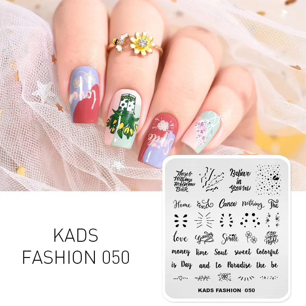 KADS Новое поступление модная пластина для стемпинга ногтей милые слова дизайн