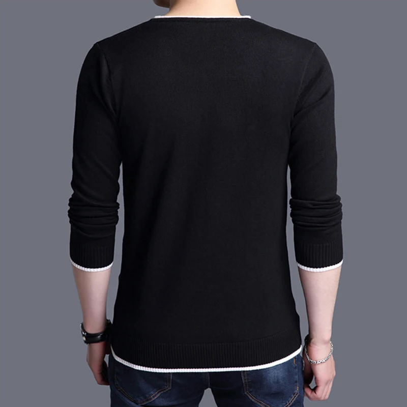 Мужской трикотажный свитер с V образным вырезом и длинным рукавом|Джемперы| |