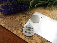 20pcs 20mm stainless steel circle round ohana means family charms one side diy charms pendants