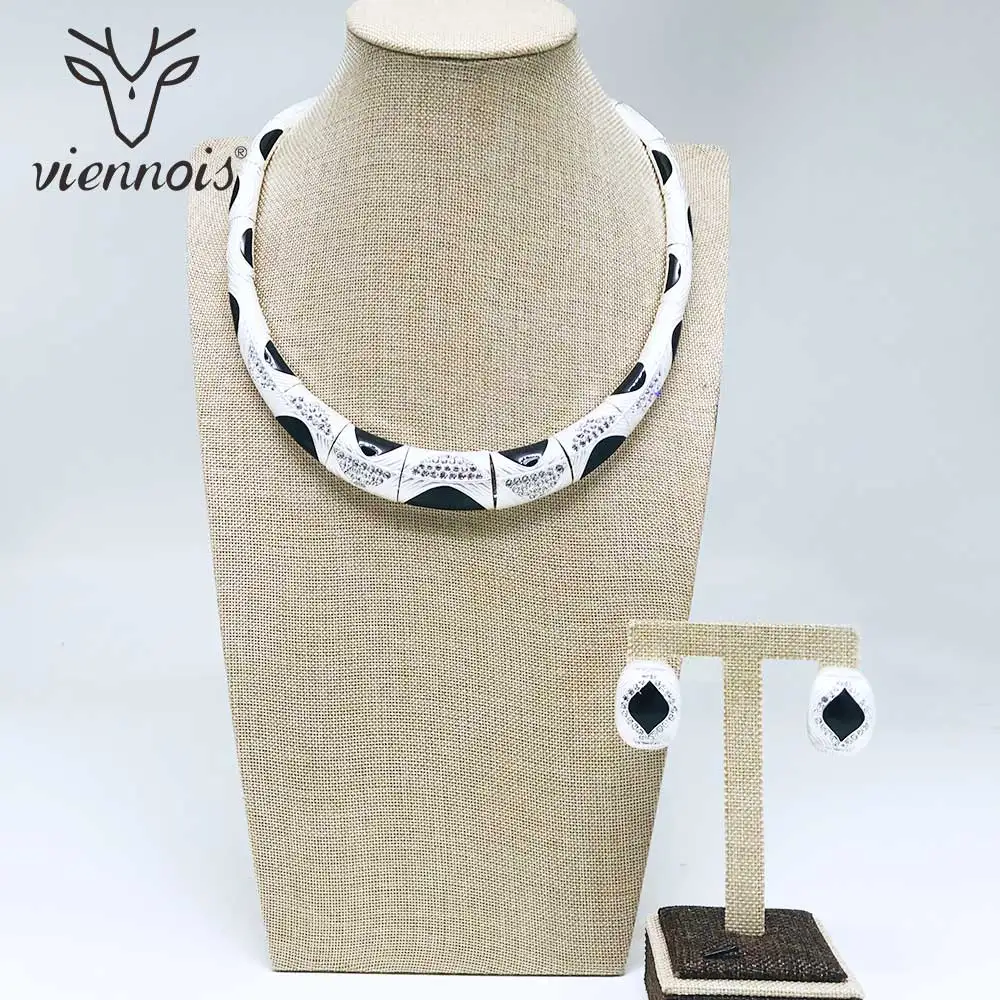 Viennois белый/золотой цвет серьги-гвоздики ожерелье набор украшений для женщин