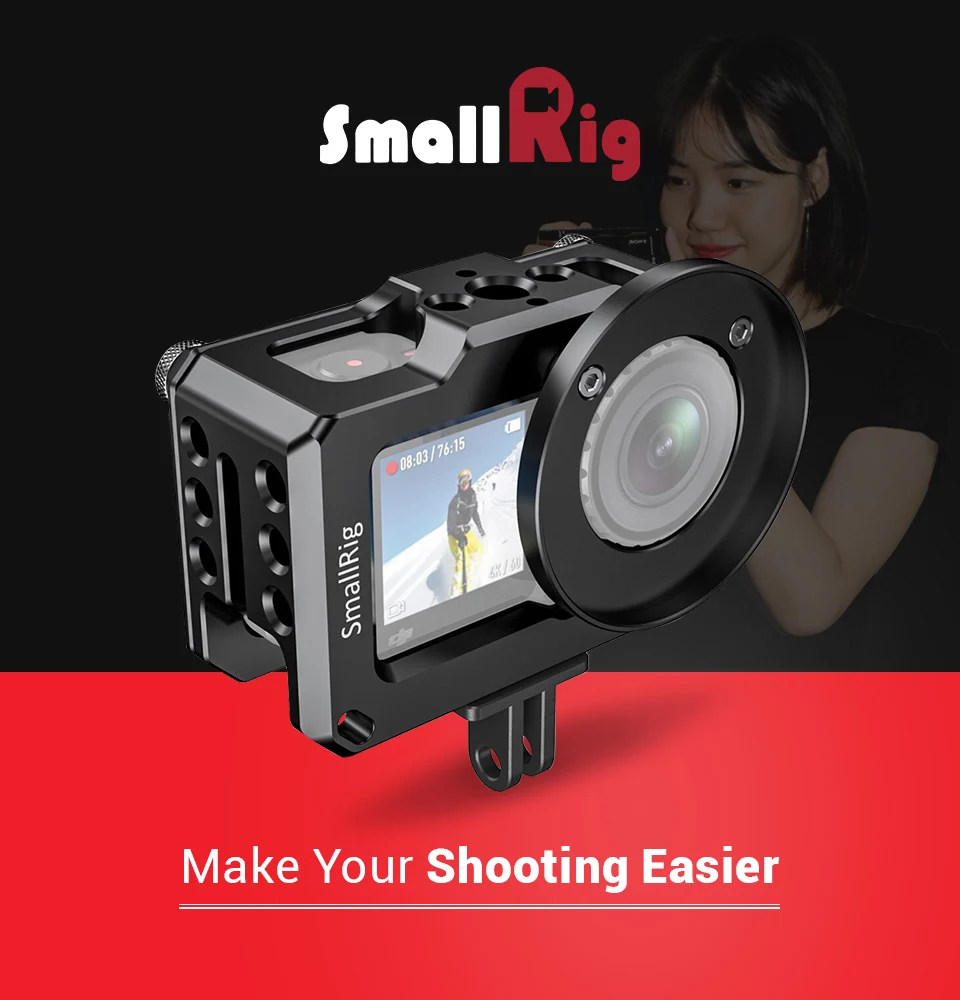 Клетка для цифровой зеркальной камеры SmallRig для DJI Osmo Action с резьбой 1/4 3/8 отверстия для резьбы Arri для DIY опций CVD2360
