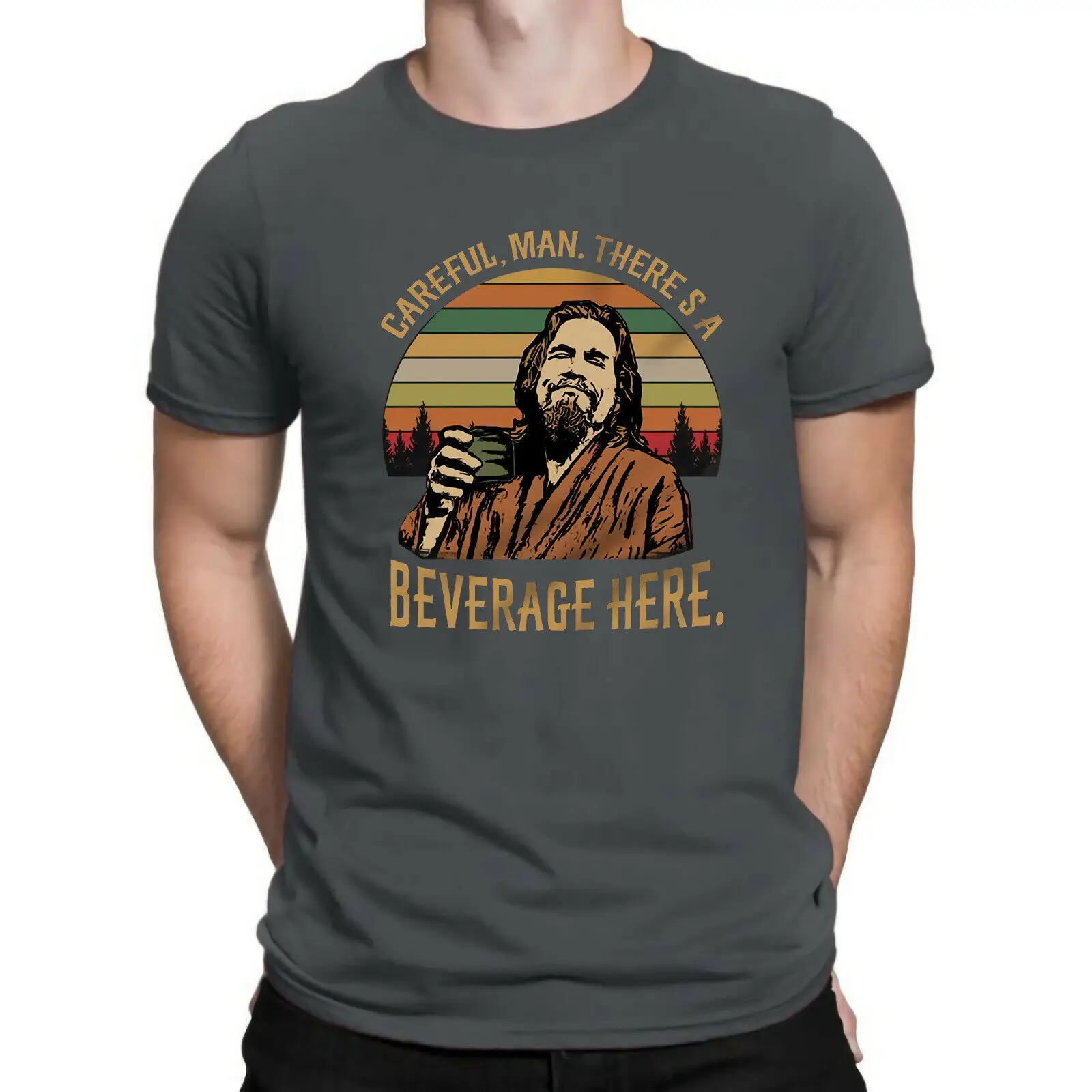 Мужская Винтажная футболка с надписью Here The Dude Big Lebowski Homme новинка 2019 уличная