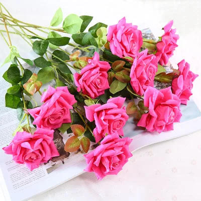 rose red rb CHENCHENG 11 шт. 48 см искусственная роза искусственный букет из роз для свадьбы украшение дома Пластик Сушеные цветок цветочный орнамент - Цвет: rose red rb