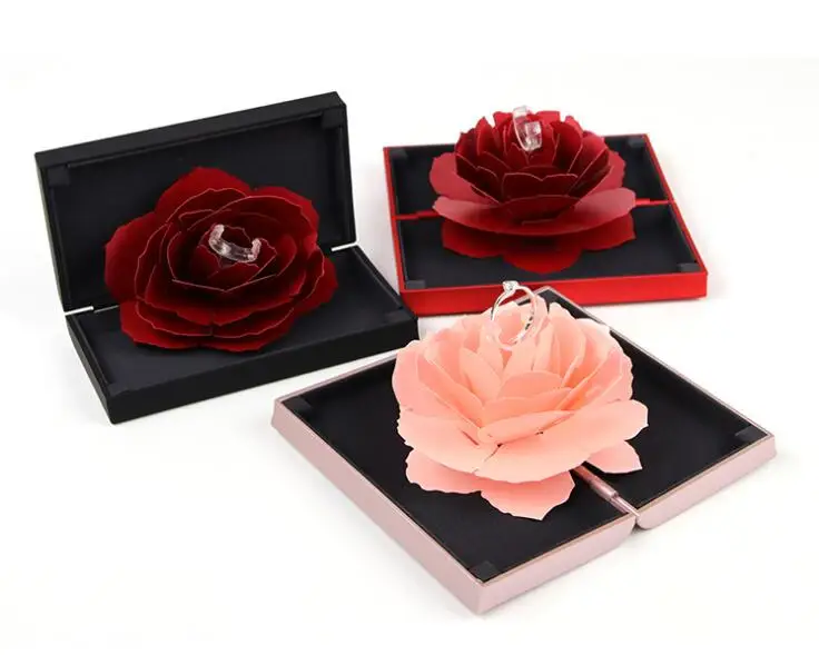 5 шт./лот креативная коробка для колец в виде Розы ювелирных изделий свадебных