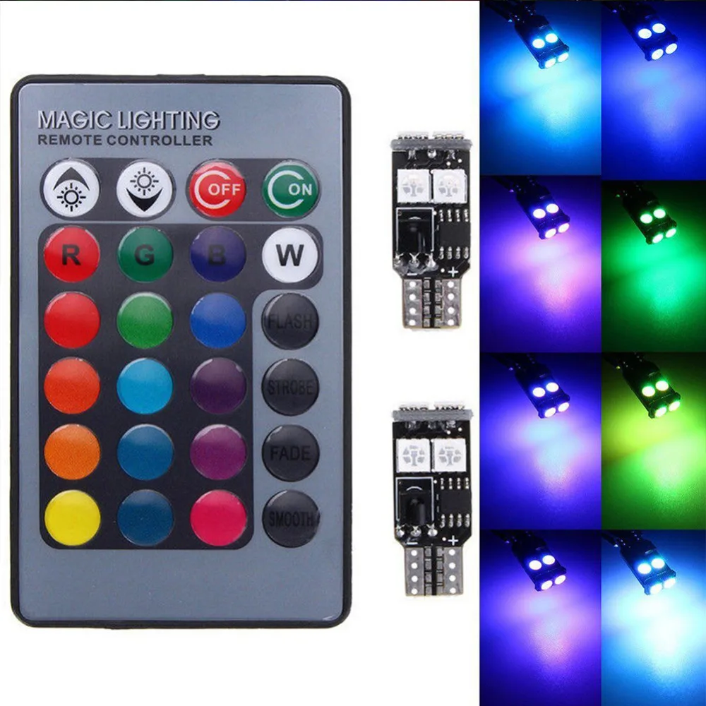 2 шт. T10 Ширина светильник RGB 6SMD 5050 светодиодный автомобильный клиновидный