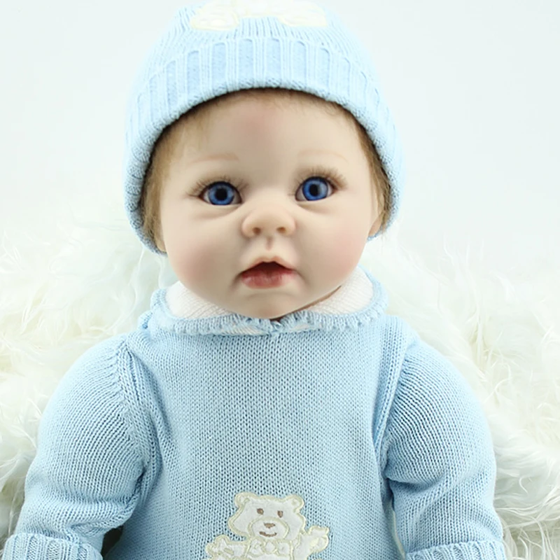 

22'' reborn babies dolls real newborn baby face blue eyes soft cloth body bonecas reborn de silicone bebe girl gifts