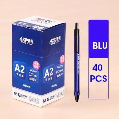 Andstal 40 шт./лот, супер гладкая масляная шариковая ручка, 0,7 мм, M& G, синяя, черная, красная шариковая ручка, ручки для школы, офисные принадлежности, balpen - Цвет: 40 Pcs Blue
