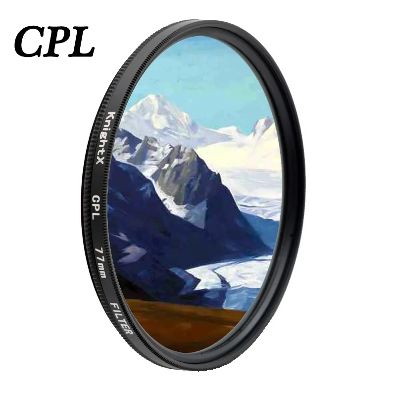 KnightX CPL поляризационный фильтр для canon eos sony nikon18-200 60d d5300 d600 цвет 1300d d5100 49 мм 52 мм 55 мм 62 мм 67 мм 72 мм 77 мм