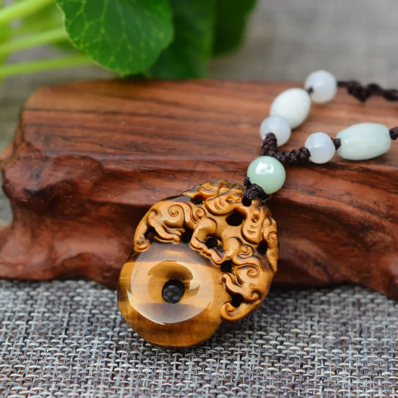 Каменная Резная подвеска PIXIU Peace с натуральным желтым тигровым глазом кулон