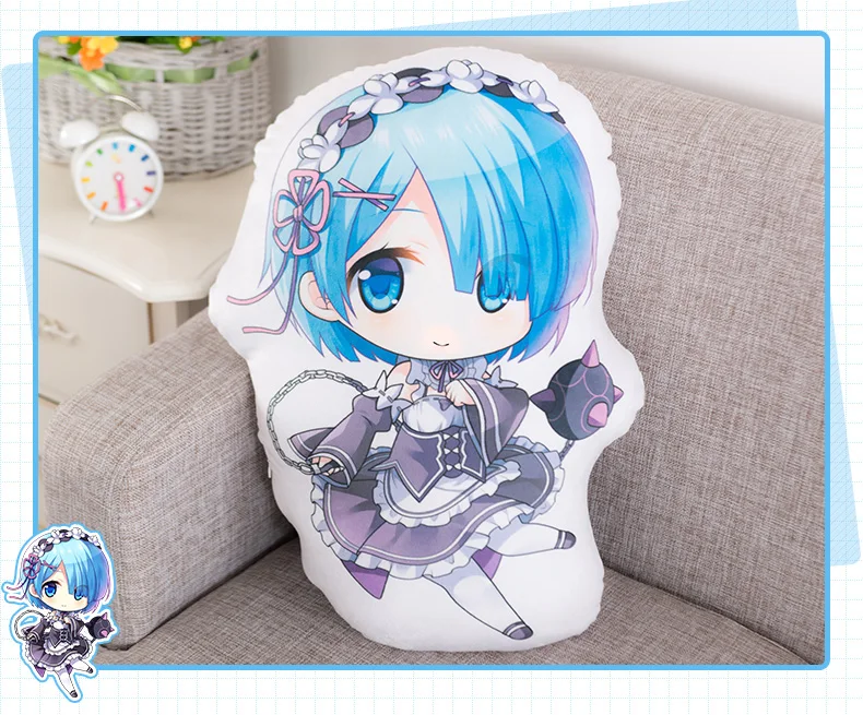 Аниме Re: Zero Kara Hajimeru Isekai Seikatsu Rem короткая плюшевая игрушка-подушка мягкая игрушечная печать двусторонний узор подарок
