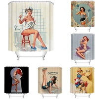 cartoon girl printed 3d bath curtains waterproof polyester fabric washable bathroom shower curtain screen with hooks accessories