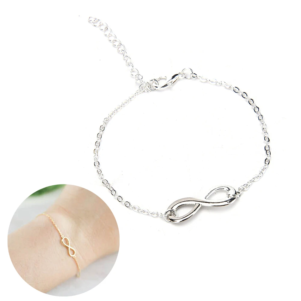Женский браслет женский теннисный Infinity Link простой дизайн двойной Lucky Numbers 8
