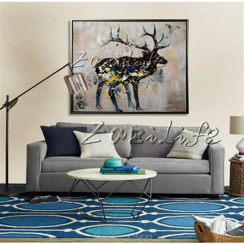 

Deer Animal Oil painting On Canvas Wall Pictures Paintings For Living Room Wall Art plattle knife modern abstract hand painted2