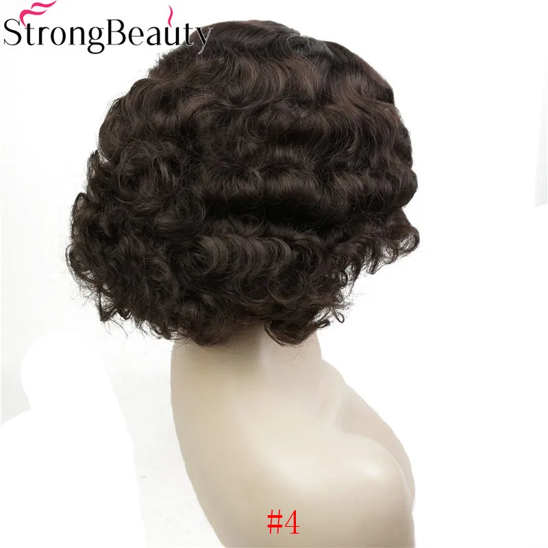 StrongBeauty короткий волнистый парик синтетические парики женские винтажные волнистые парики вечерние волосы для косплея - Цвет: 4