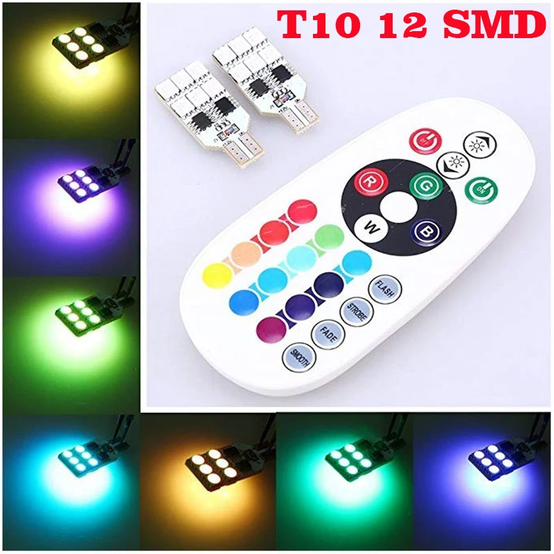 Автомобильная светодиодная лампа T10 12 SMD5050 RGB Led W5W в партии 2019|led light t10|light t10car led t10 |