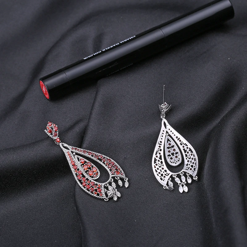 Женские серьги подвески YAN MEI романтичные с фианитом GLE6050 2017|dangle earrings|cubic zirconia