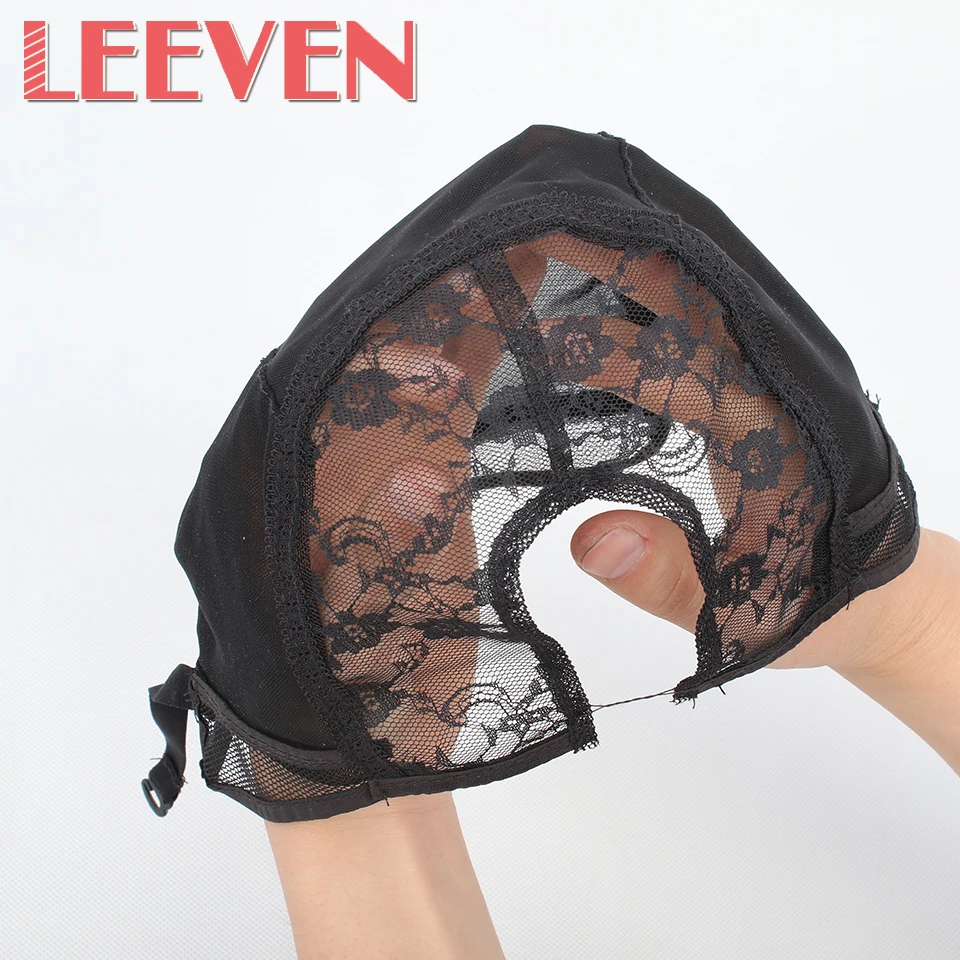 Leeven 1 шт. u-образная Крышка для парика для изготовления париков с регулируемым ремешком на спине, тканая крышка, размер, вентиляционная сетка для волос, черный цвет