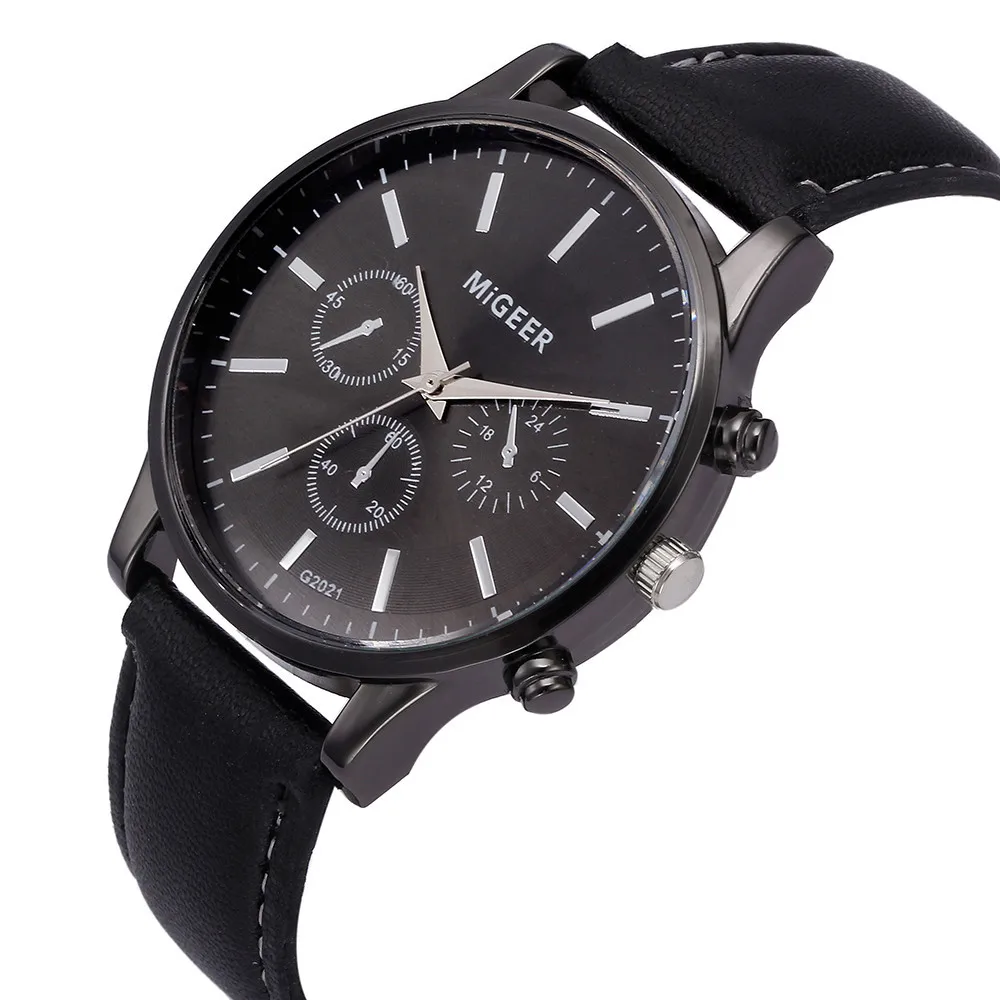 

MIGEER Men Wrist Watch Retro Design Leather Band Analog Alloy Quartz watch male watches mens slim relogio masculino