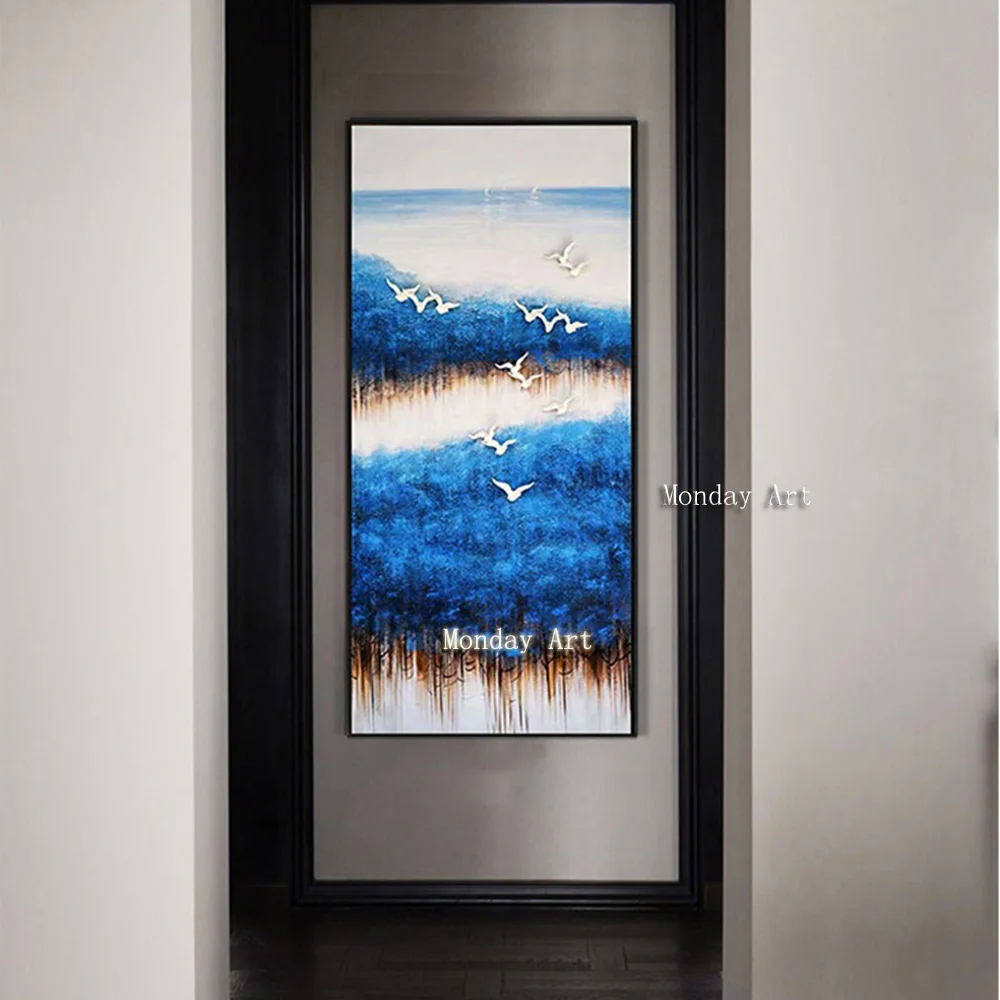 Модная абстрактная Настенная картина ручная роспись большая длинная Картина на