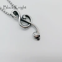 black knight gothetic music note pendant necklace vintage silver color stainless steel skull music note necklace blkn0586