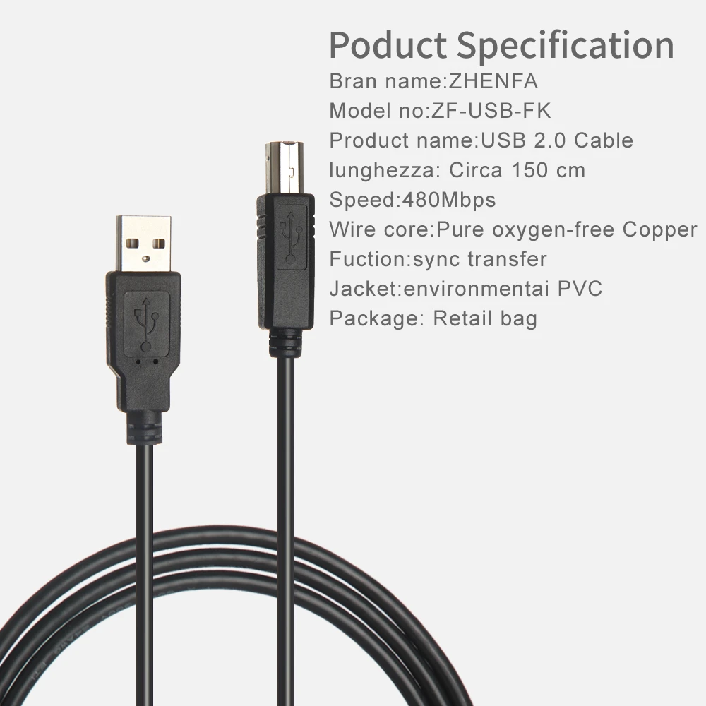 Zhenfa USB 2.0 кабель для передачи данных Шнур HP Deskjet f2110 f2120 f2128 f2140 f2180 d1660 d2430 d2445 d2460 d2468