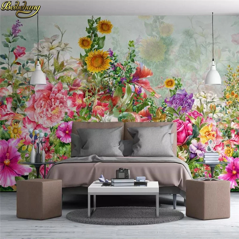 Пользовательские скандинавские маленькие свежие Акварельные Цветы 3D фото обои