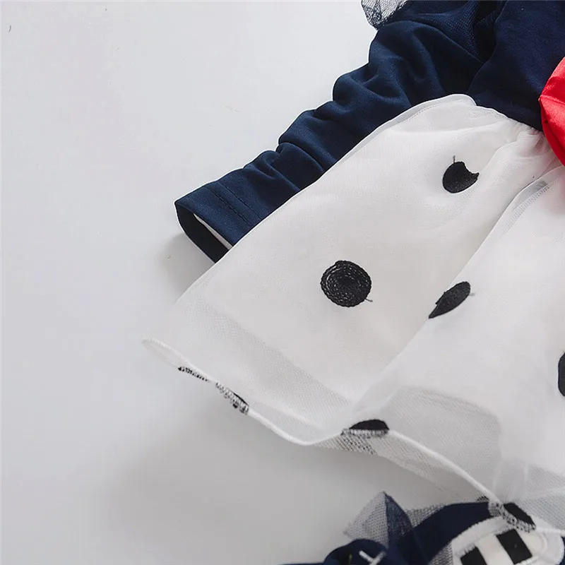 Костюм для девочек лето 2019 новое милое платье принцессы в горошек с длинными