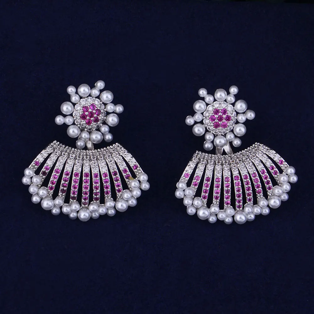 Женские серьги гвоздики с искусственным жемчугом и фианитом|pearl stud earrings|stud earringsear