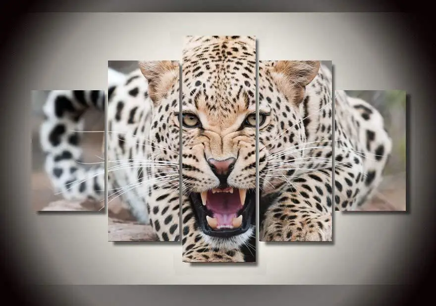 HD Печатный Леопардовый пейзаж группа живопись декор комнаты печать плакат