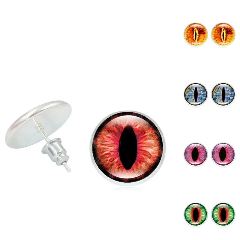 Модные серьги-гвоздики ювелирные изделия с посеребренным стеклом кабошон